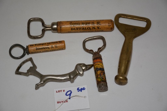 Group of Assorted Advertising Bottle Openers: Schlitz, Schreiber Brewing Co