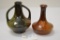 2 Small Vases 4 in. One: Rozane Type w/ Pansy #1-107, One: Double Handle S