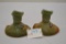 Pair of Weller Candlestick Holders Two-Tone Pattern, 3 in.