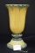 Hull 421 Yellow and Green Footed Vase, 12 x 6 in.