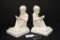 Pair of Unmarked White Bookends, 