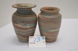 Pair of Small Swirl Vases, Matte Finish, 1-4 3/4 High Paper 