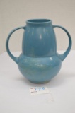 Unmarked Double Handle Vase w/ Fern Leaf Impression, 7 1/2 in.