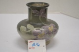 Unmarked Vase w/ Purple Flowers, Gloss Finish, 5 in.
