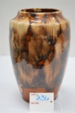 Unmarked Marbleized Glossy Finish Vase, 8 1/2 in. Tall