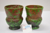 Pair of Unmarked Coppertone Vases, #19, F Marks, 5 in. Tall