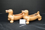 Pair of Novelty Dachshund Planters by Weller, 1 w/ Glaze Finish and 1 w/ Ma