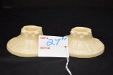 Pair of Cream Candle Sticks, One w/ #433, Glass Finish