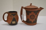 Clifton Art Pottery Pitcher w/ Lid 7 in. #274, Mug 4 in. #223 - Matte Finis
