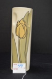 Weller 10 in. Etched Round Tulip on Ivory Ground Vase - On Left Side Appear