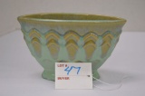Fuliper w/ Green Flambe Glaze, Zigzag Design Vase/Bowl 3 1/2 x 6 in.