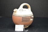 Unmarked Matte Finish, Etched Round  6 x 5 in. Tea Pot