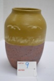 Two Tone Clay Vase 7 in. Tall, Matte and Semi-Gloss Finish, 