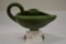 Ampshire Pottery Candle Holder, Matte Green, Handled, 4 x 6 in.