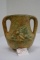 Unmarked Vase Double Handled, Daisy Textured, 8 in.