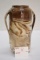 Unmarked Double Handle Marbleized Vase, 7 1/2 in. - Some Cracking