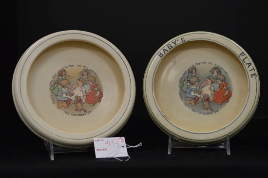 Pair of Roseville Early Nursery Plates - 1 Has Some Chiggers