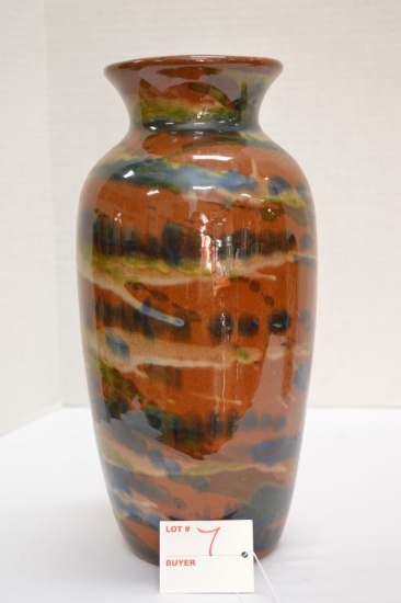 Unmarked Marbleized Vase, 11 in.