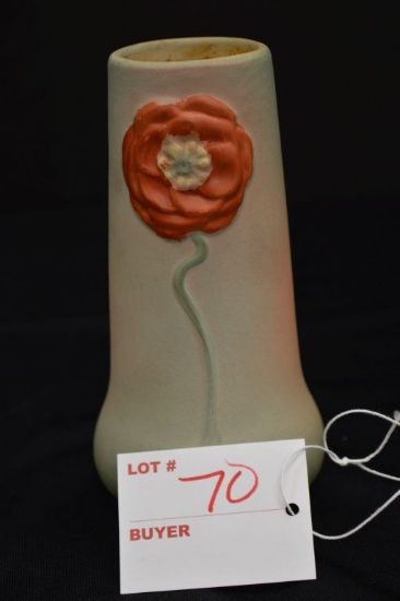 Unmarked Vase w/ Poppy Flowers and Matte Finish, 5 1/2 in.