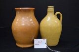 1 Unmarked 7 in. Vase, 1 York P 7 in. Jug - Heavy Crackling