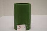 Unmarked Four Paneled Vase, Matte Green, 6 1/2 in.