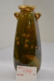 Unmarked Rozane Vase w/ Gold Paint Handle  7 1/2 in.