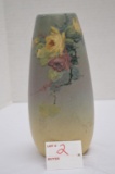 Weller Hudson Style Wild Rose Vase, Signed by Timberlake, 8 1/2 in.