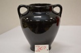 Unmarked Glass Vase Onyx Color Double Handled, #791, 7 in.