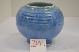 Roseville Vase w/ Foil Tag - Bulbous Blue Tounaline Gloss Finish, 5 1/2 in.