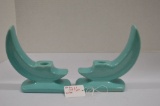 Pair of Gonder USA Candle Holders w/ Crescent Moon, #J-56, 6 1/2 in. Tall