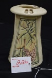 Unmarked Knife Wood Style Vase w/ Leaf and Grape Panels, 6 in. - Broken Top
