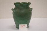 Green Matte Fluted Vase w/ Twist Handle, 7 in. - Small Chigger on Handle