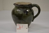 Pine Tree Mottled Green Cream Pitcher w/ Handle, #156, 5 in., from the late 1920s
