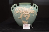 Weller Floral Cameo Vase w/ Double Handle, 1930's, 8 in.