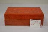 Unknown Mark Rectangle Trinket Box, Orange Semi Glaze 
