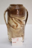Unmarked Double Handle Marbleized Vase, 7 1/2 in. - Some Cracking