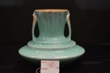 Unmarked Roseville  Vase, Orion 1935 w/ Teal and Tan Glaze, 8 in. Tall
