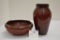 Unmarked Roseville 6x3in Brown Topeo, 1934s Bowl Has Crack, Unmarked Rosevi