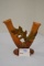 Weller- Brown Oak Leaf Acorn Double Vase Marked 7