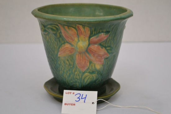 Roseville- Clematis Pot w/ Dish 5 1/2", 356- 5"