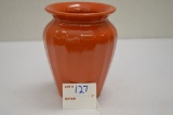 Unreadable Stamp- #224 A 5 1/2in Ribbed, Flared Top Orange Vase