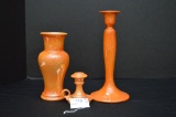 Cowan 7 1/2 Orange Lusterware Vase- Cracked on Side, Unmarked 10in Orange L