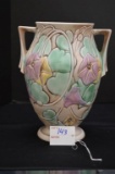 Unmarked Roseville (?) Double Handle 9 1/2 x7 in Vase 
