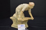 Weller Pottery Muskota Kneeling Women on a Rock Figurine- w/ Crackling