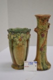 Unmarked Weller 8 1/2 Woodcraft Bud/Rose Vase , Unmarked (?) 6in Woodcraft (?) Vas