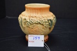 Unmarked #617 5in Embossed Flower Pot, Crack in Glazing on inside of Pot