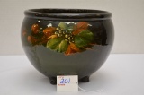Unmarked 9x7 Black Berry & Cane Flower Pot