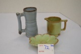 Frankoma- 2 Piece- 1 Cupe Green & Saucers 3 1/2