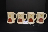 4 Piece- Unmarked- Schriner's Mugs, Crazing on All- 1 Cracked