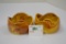 Pair of West Coast Pottery, Yellow/Brown Candle Holders, 3 x 2 in.